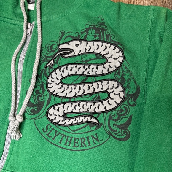 Universal Studios Harry Potter Hoodie Size XS Slytherin Zip Embroidered Green - Picture 2 of 9